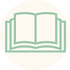 a seafoam green outlined open book icon